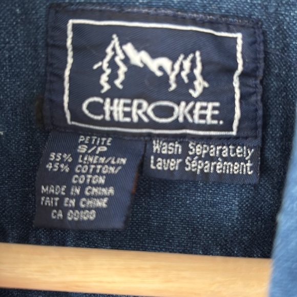 Vintage Linen/Cotton Cherokee Denim like Vest - Picture 3 of 4